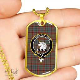ScottishPlaid Cunningham Hunting (MacNicol Hunting #2) Weathered Clan Tartan Dog Tag Necklace - Crest Classic Scottish Plaid Tartan Plaid
