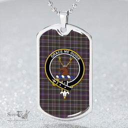 ScottishPlaid Forbes of Druinnor Weathered Clan Tartan Dog Tag Necklace - Crest Classic Scottish Plaid Tartan Plaid