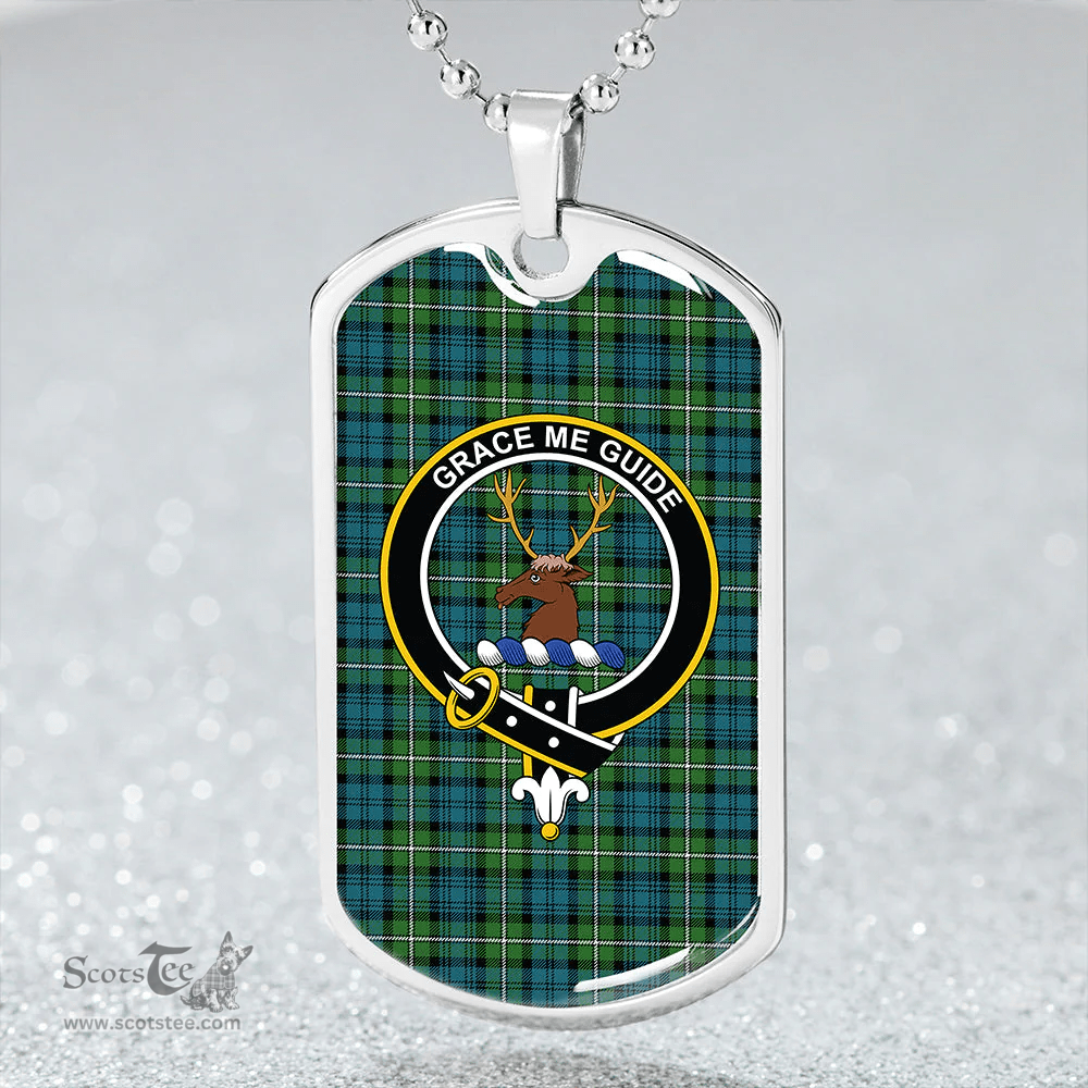 ScottishPlaid Forbes Ancient Clan Tartan Dog Tag Necklace - Crest Classic Scottish Plaid Tartan Plaid