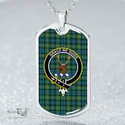 ScottishPlaid Forbes Ancient Clan Tartan Dog Tag Necklace - Crest Classic Scottish Plaid Tartan Plaid