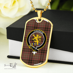 ScottishPlaid Cumming Hunting (Cumming Glenorchy) Weathered Clan Tartan Dog Tag Necklace - Crest Classic Scottish Plaid Tartan Plaid