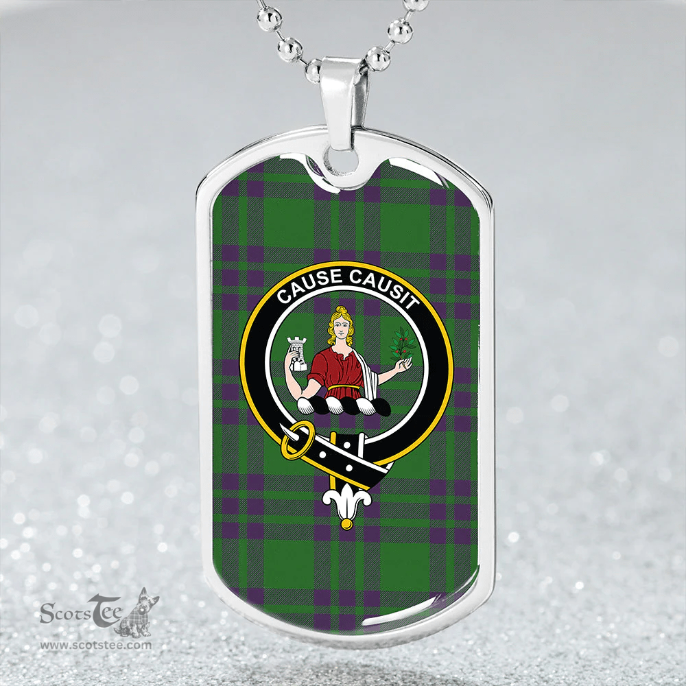 ScottishPlaid Elphinstone Ancient Clan Tartan Dog Tag Necklace - Crest Classic Scottish Plaid Tartan Plaid