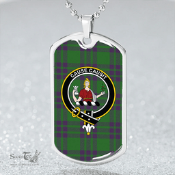 ScottishPlaid Elphinstone Ancient Clan Tartan Dog Tag Necklace - Crest Classic Scottish Plaid Tartan Plaid