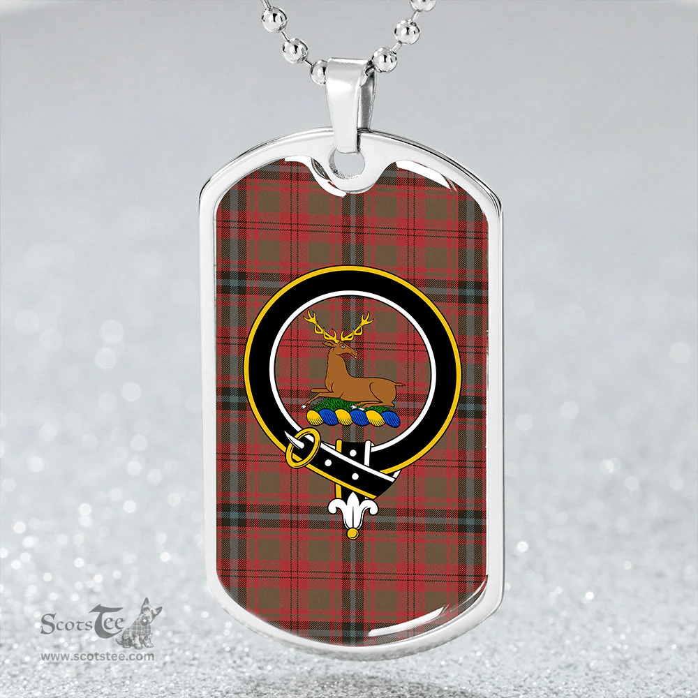 ScottishPlaid Fulton 1999 Weathered Clan Tartan Dog Tag Necklace - Crest Classic Scottish Plaid Tartan Plaid