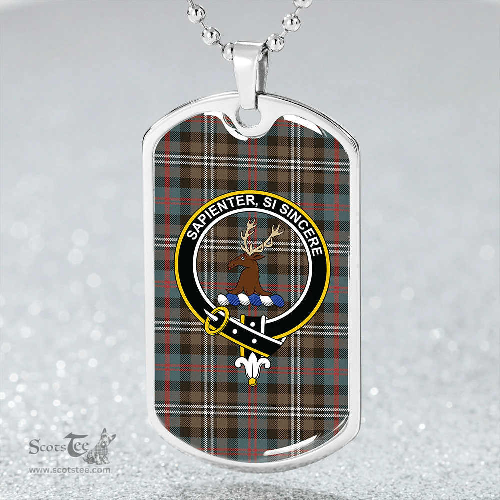 ScottishPlaid Davidson Double Weathered Clan Tartan Dog Tag Necklace - Crest Classic Scottish Plaid Tartan Plaid