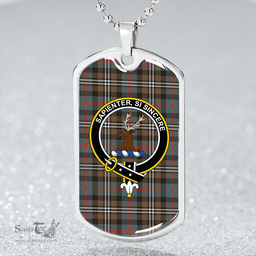 ScottishPlaid Davidson Double Weathered Clan Tartan Dog Tag Necklace - Crest Classic Scottish Plaid Tartan Plaid