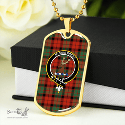 ScottishPlaid Fraser of Altyre Reconst Ancient Clan Tartan Dog Tag Necklace - Crest Classic Scottish Plaid Tartan Plaid