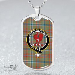 ScottishPlaid Currie of Arran Ancient Clan Tartan Dog Tag Necklace - Crest Classic Scottish Plaid Tartan Plaid