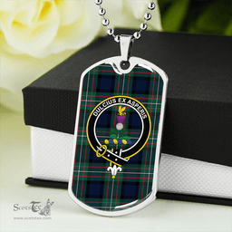 ScottishPlaid Ferguson Modern Clan Tartan Dog Tag Necklace - Crest Classic Scottish Plaid Tartan Plaid