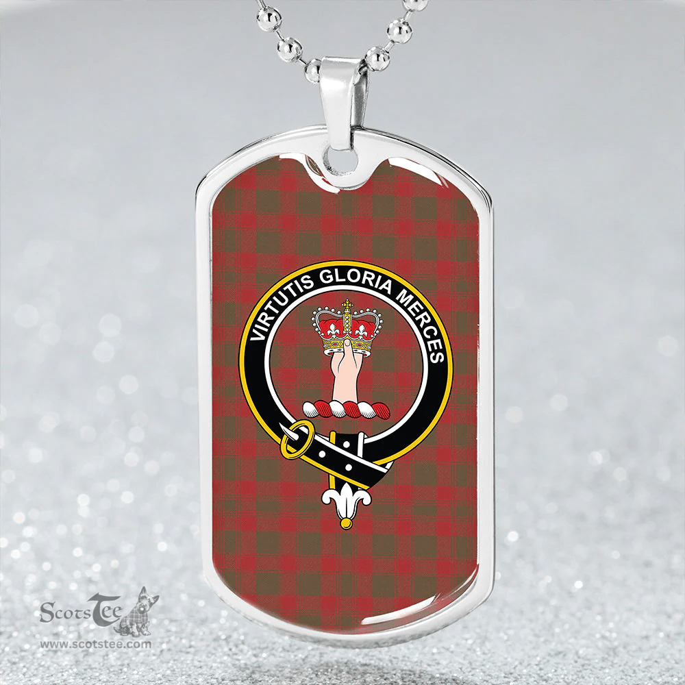 ScottishPlaid Donachie Weathered Clan Tartan Dog Tag Necklace - Crest Classic Scottish Plaid Tartan Plaid