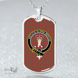ScottishPlaid Donachie Weathered Clan Tartan Dog Tag Necklace - Crest Classic Scottish Plaid Tartan Plaid