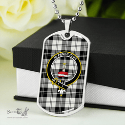 ScottishPlaid Erskine Dress Dance Blue Ancient Clan Tartan Dog Tag Necklace - Crest Classic Scottish Plaid Tartan Plaid