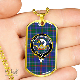 ScottishPlaid Edmonstone Ancient Clan Tartan Dog Tag Necklace - Crest Classic Scottish Plaid Tartan Plaid
