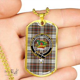ScottishPlaid Douglas Dress Weathered Clan Tartan Dog Tag Necklace - Crest Classic Scottish Plaid Tartan Plaid
