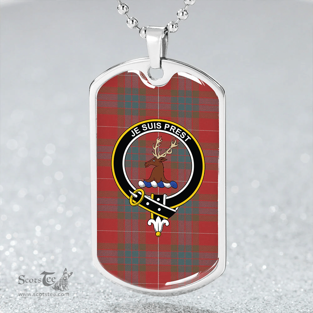 ScottishPlaid Fraser Weathered Clan Tartan Dog Tag Necklace - Crest Classic Scottish Plaid Tartan Plaid