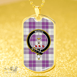 ScottishPlaid Dunlop Dress Ancient Clan Tartan Dog Tag Necklace - Crest Classic Scottish Plaid Tartan Plaid