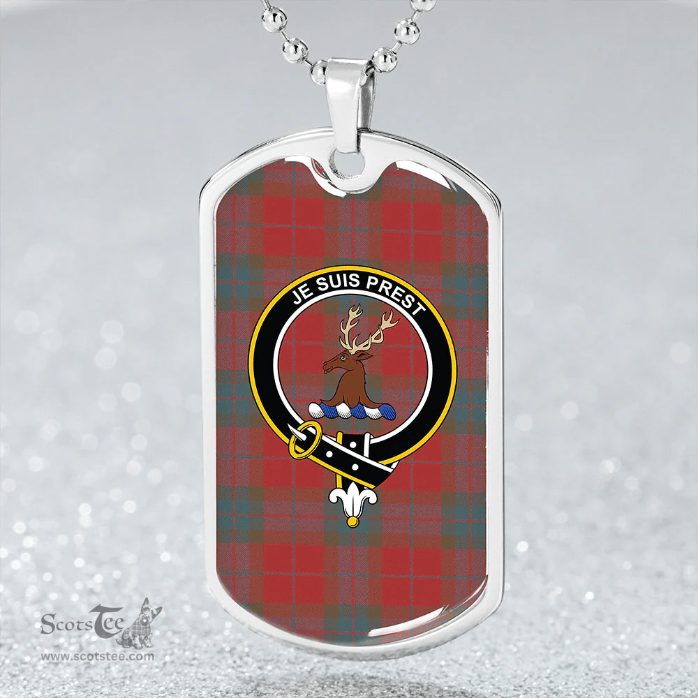 ScottishPlaid Fraser of Boblainy Hugh Weathered Clan Tartan Dog Tag Necklace - Crest Classic Scottish Plaid Tartan Plaid