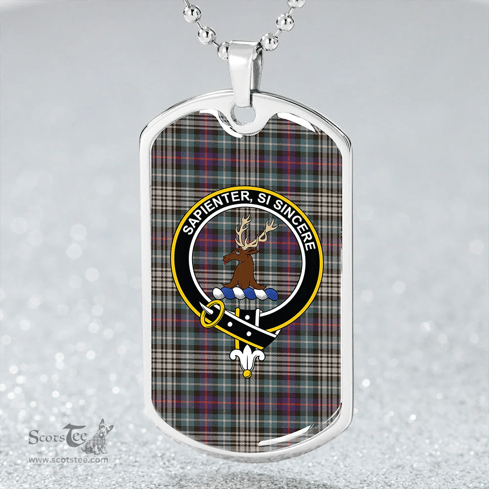 ScottishPlaid Davidson of Tulloch Dress Weathered Clan Tartan Dog Tag Necklace - Crest Classic Scottish Plaid Tartan Plaid