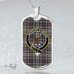 ScottishPlaid Davidson of Tulloch Dress Weathered Clan Tartan Dog Tag Necklace - Crest Classic Scottish Plaid Tartan Plaid