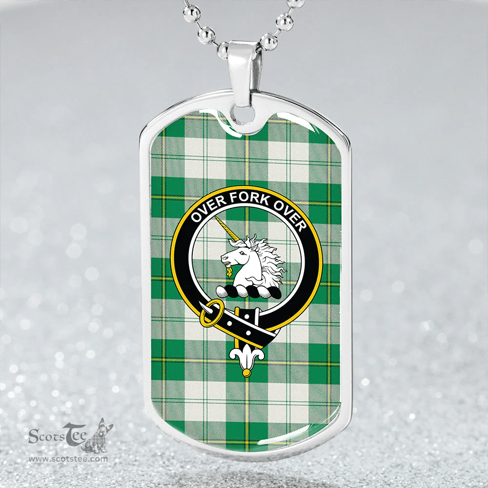 ScottishPlaid Cunningham Dress Green Clan Tartan Dog Tag Necklace - Crest Classic Scottish Plaid Tartan Plaid