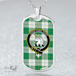 ScottishPlaid Cunningham Dress Green Clan Tartan Dog Tag Necklace - Crest Classic Scottish Plaid Tartan Plaid