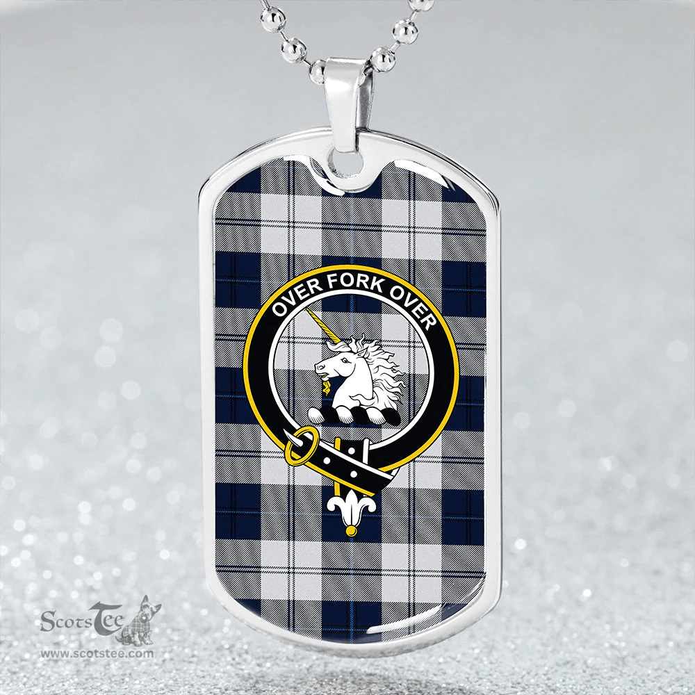ScottishPlaid Cunningham Dress Dance Blue Clan Tartan Dog Tag Necklace - Crest Classic Scottish Plaid Tartan Plaid