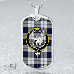 ScottishPlaid Cunningham Dress Dance Blue Clan Tartan Dog Tag Necklace - Crest Classic Scottish Plaid Tartan Plaid