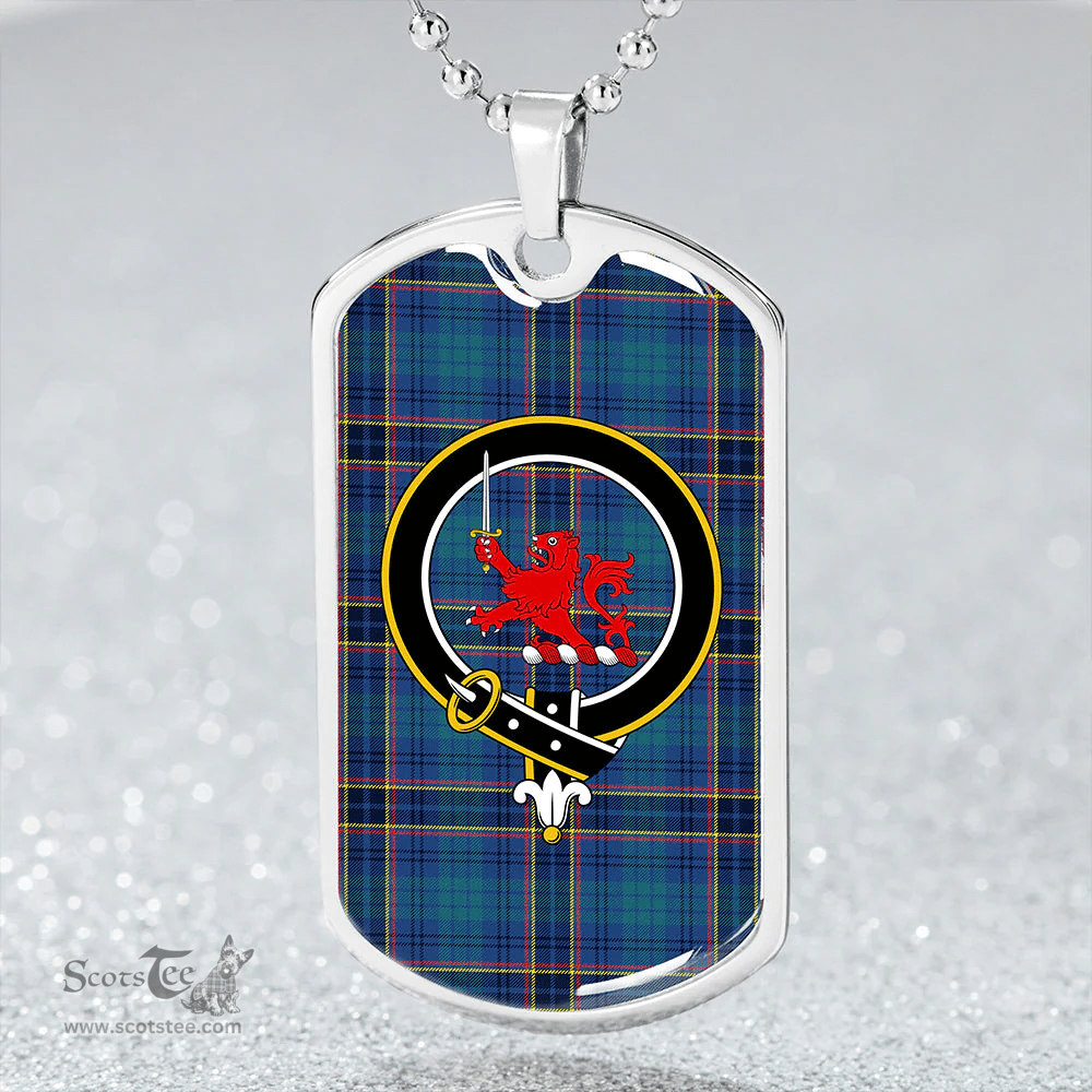 ScottishPlaid Dempster Modern Clan Tartan Dog Tag Necklace - Crest Classic Scottish Plaid Tartan Plaid