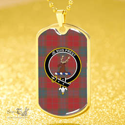 ScottishPlaid Fraser of Boblainy Hugh Weathered Clan Tartan Dog Tag Necklace - Crest Classic Scottish Plaid Tartan Plaid