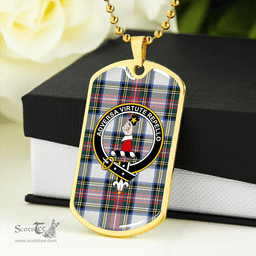 ScottishPlaid Dennistoun Clan Tartan Dog Tag Necklace - Crest Classic Scottish Plaid Tartan Plaid