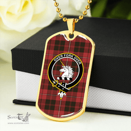 ScottishPlaid Cunningham Weathered Clan Tartan Dog Tag Necklace - Crest Classic Scottish Plaid Tartan Plaid