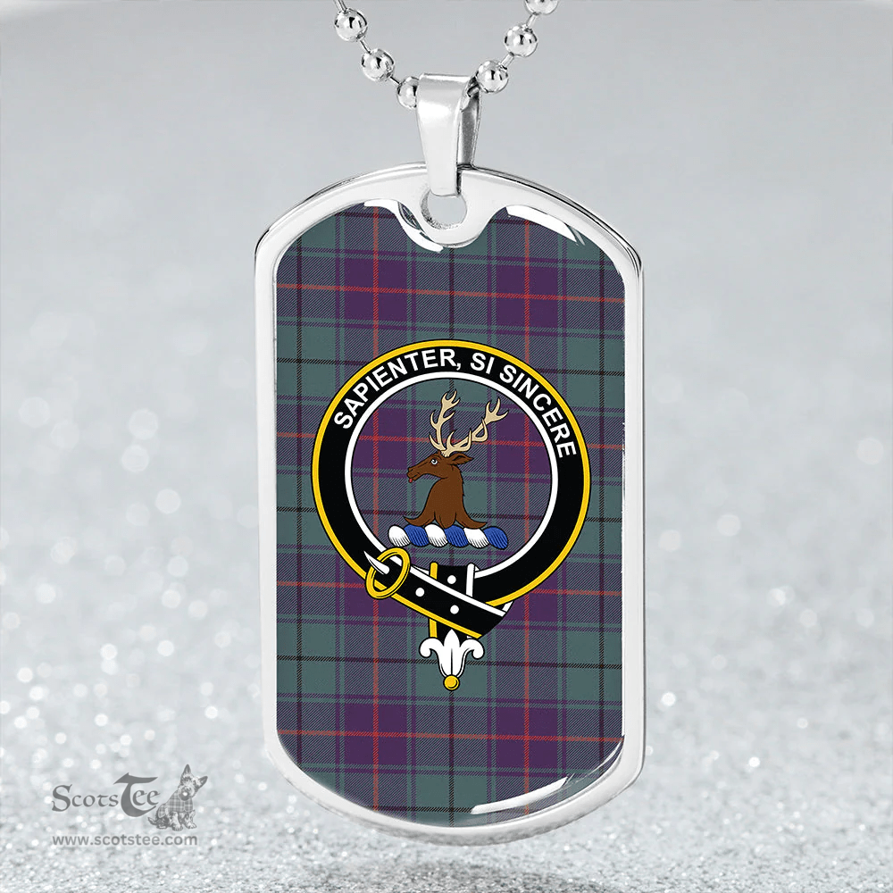 ScottishPlaid Davidson Half Weathered Clan Tartan Dog Tag Necklace - Crest Classic Scottish Plaid Tartan Plaid