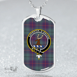 ScottishPlaid Davidson Half Weathered Clan Tartan Dog Tag Necklace - Crest Classic Scottish Plaid Tartan Plaid