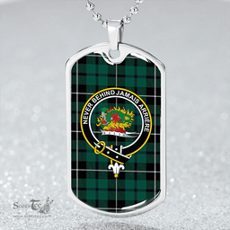 ScottishPlaid Douglas Modern Clan Tartan Dog Tag Necklace - Crest Classic Scottish Plaid Tartan Plaid