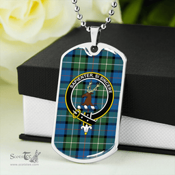 ScottishPlaid Davidson Ancient Clan Tartan Dog Tag Necklace - Crest Classic Scottish Plaid Tartan Plaid