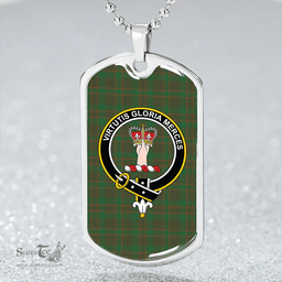 ScottishPlaid Donachie of Brochloch Hunting Ancient Clan Tartan Dog Tag Necklace - Crest Classic Scottish Plaid Tartan Plaid