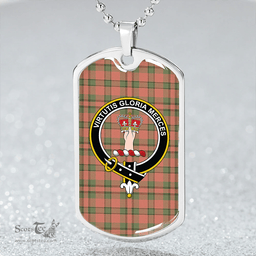 ScottishPlaid Donachie of Brockloch Hunting Weathered Clan Tartan Dog Tag Necklace - Crest Classic Scottish Plaid Tartan Plaid