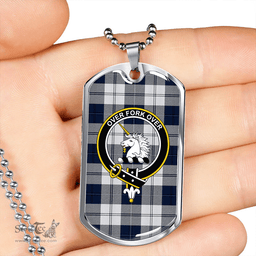 ScottishPlaid Cunningham Dress Dance Blue Clan Tartan Dog Tag Necklace - Crest Classic Scottish Plaid Tartan Plaid