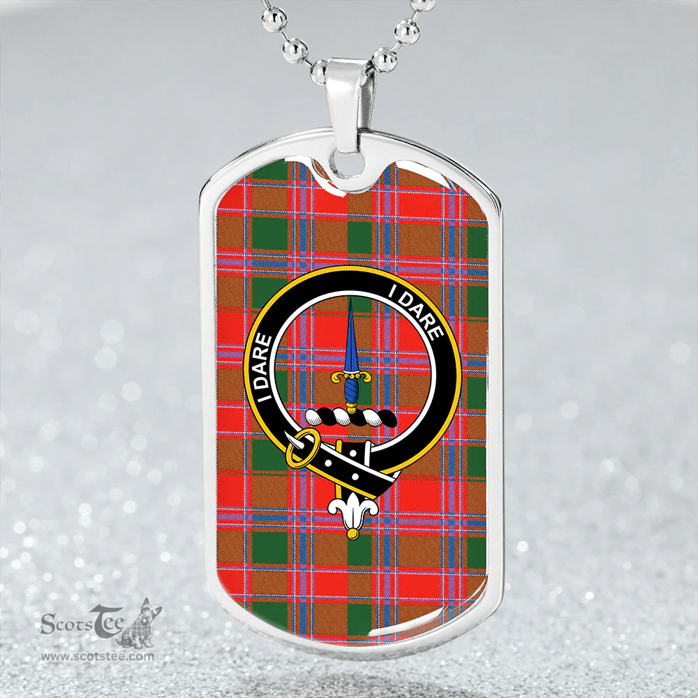 ScottishPlaid Dalzell Clan Tartan Dog Tag Necklace - Crest Classic Scottish Plaid Tartan Plaid