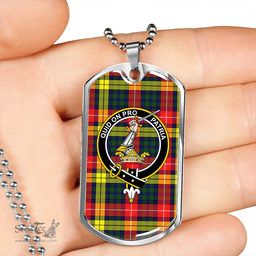 ScottishPlaid Dewar Clan Tartan Dog Tag Necklace - Crest Classic Scottish Plaid Tartan Plaid