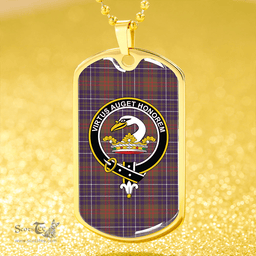 ScottishPlaid Edmonstone Clan Tartan Dog Tag Necklace - Crest Classic Scottish Plaid Tartan Plaid