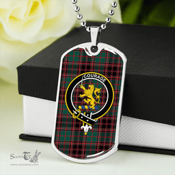 ScottishPlaid Cumming Hunting (Cumming Glenorchy) Modern Clan Tartan Dog Tag Necklace - Crest Classic Scottish Plaid Tartan Plaid