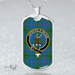 ScottishPlaid Davidson Half Ancient Clan Tartan Dog Tag Necklace - Crest Classic Scottish Plaid Tartan Plaid