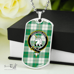 ScottishPlaid Cunningham Dress Green Clan Tartan Dog Tag Necklace - Crest Classic Scottish Plaid Tartan Plaid