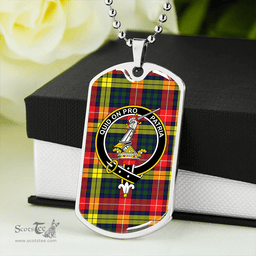 ScottishPlaid Dewar Clan Tartan Dog Tag Necklace - Crest Classic Scottish Plaid Tartan Plaid