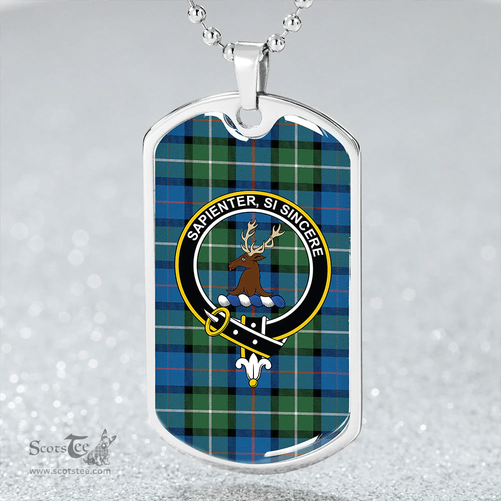ScottishPlaid Davidson Ancient Clan Tartan Dog Tag Necklace - Crest Classic Scottish Plaid Tartan Plaid