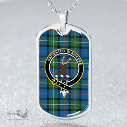 ScottishPlaid Davidson Ancient Clan Tartan Dog Tag Necklace - Crest Classic Scottish Plaid Tartan Plaid