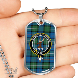 ScottishPlaid Davidson Ancient Clan Tartan Dog Tag Necklace - Crest Classic Scottish Plaid Tartan Plaid