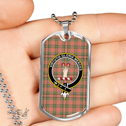 ScottishPlaid Donachie of Brockloch Hunting Weathered Clan Tartan Dog Tag Necklace - Crest Classic Scottish Plaid Tartan Plaid