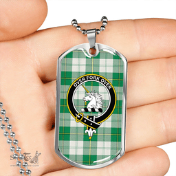 ScottishPlaid Cunningham Dress Green Clan Tartan Dog Tag Necklace - Crest Classic Scottish Plaid Tartan Plaid